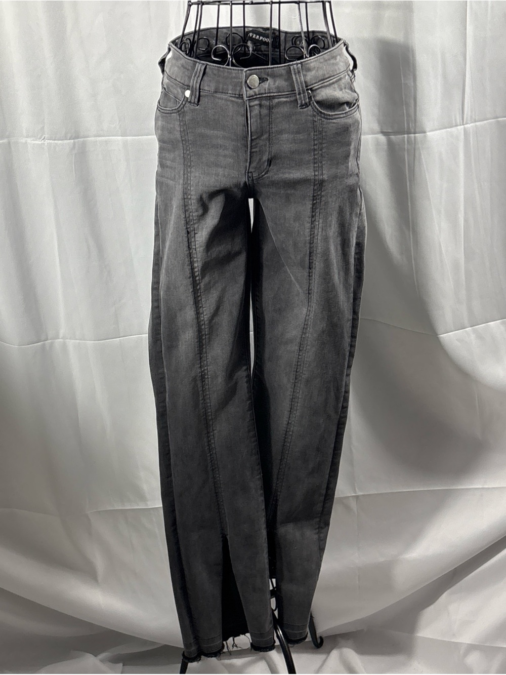 Liverpool Women's Gray Flared Wide-Leg Jeans